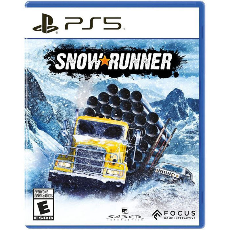 SnowRunner game cover for PS5 with a truck in a snowy landscape