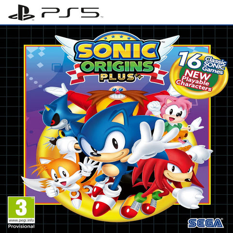 Sonic Origins Plus game cover with Sonic and friends on a blue background