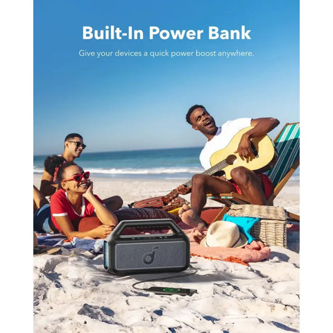 أنكر ساوندكور بوم 2، مكبر صوت بلوتوث محمول، 80 واط - أسود