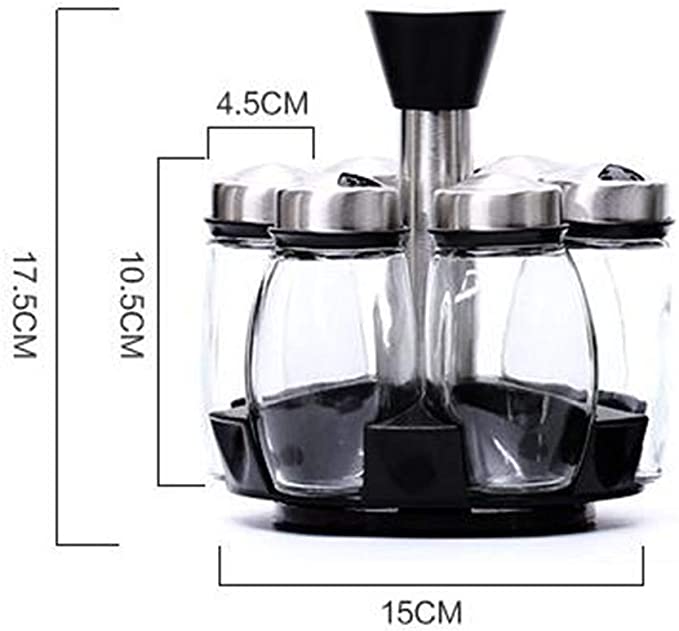 6 pcs Rotating Condiment Spice Jars Set for Kitchen