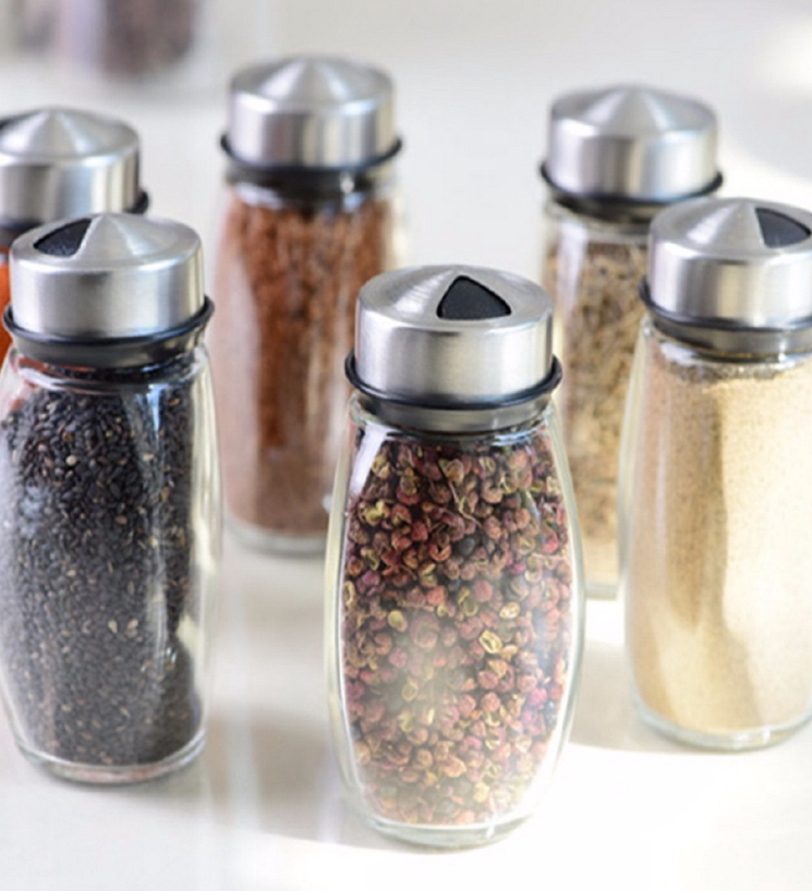 6 pcs Rotating Condiment Spice Jars Set for Kitchen
