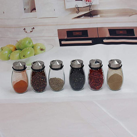 6 pcs Rotating Condiment Spice Jars Set for Kitchen