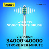 BSON Wireless Sonic Toothbrush - Bson Super Sonic Toothbrush, Ultra Whitening Toothbrush with 15 Modes, 30 Days Long Usage Period, 5 Cleaning Modes, 3 Intensity Modes, 3 Extra Brush Heads, IPX7 Waterproof, and Type-C Charging