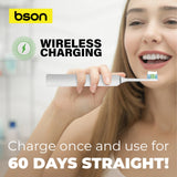 BSON Wireless Sonic Toothbrush - Bson Super Sonic Toothbrush, Ultra Whitening Toothbrush with 15 Modes, 30 Days Long Usage Period, 5 Cleaning Modes, 3 Intensity Modes, 3 Extra Brush Heads, IPX7 Waterproof, and Type-C Charging