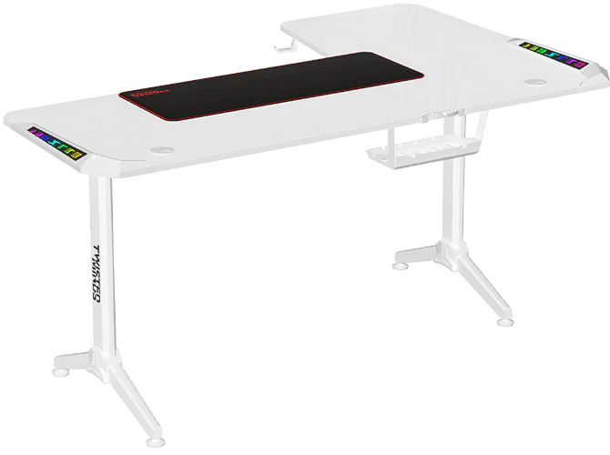 Twisted Minds TM-Y-LW-RGB, WARRIOR L Shaped Gaming Desk RGB Left - White