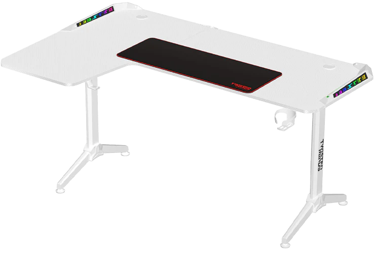 Twisted Minds TM-Y-LW-RGB, WARRIOR L Shaped Gaming Desk RGB Left - White