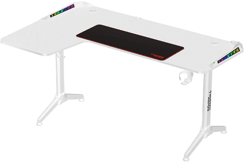 Twisted Minds TM-Y-LW-RGB, WARRIOR L Shaped Gaming Desk RGB Left - White
