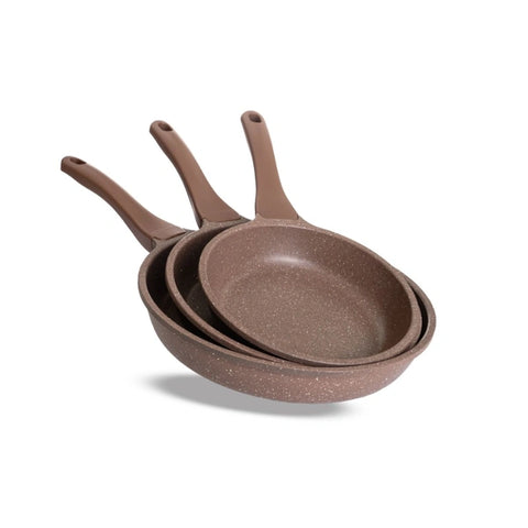 Thermo AD Granite Fry Pan Set 3 PCS 20-24-28 CM - Brown