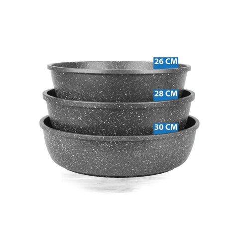 Thermo AD Granite Round Oven Tray Set 3 PCS Die-Cast 26-28-30 (M) - Gray