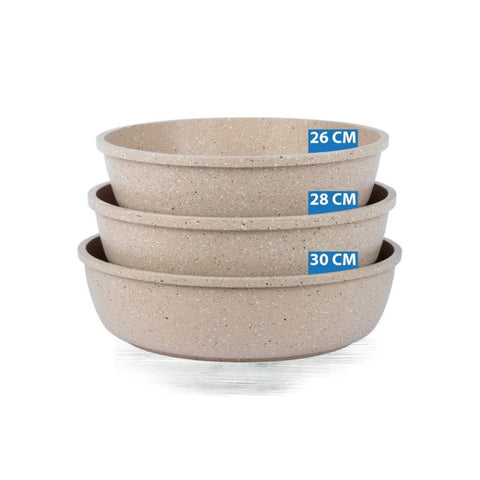 Thermo AD Granite Round Oven Tray Set 3 PCS Die-Cast 26-28-30 (M) - Brown