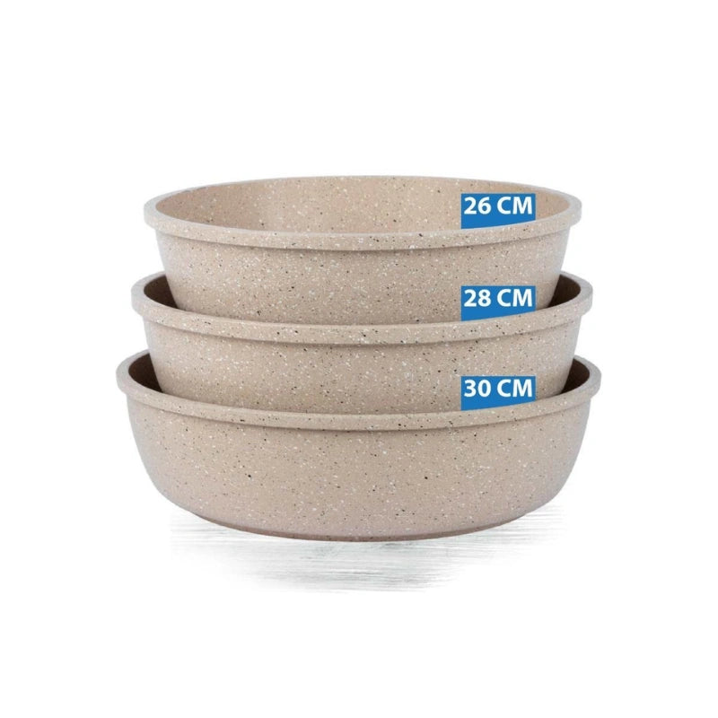 Thermo AD Granite Round Oven Tray Set 3 PCS Die-Cast 26-28-30 (M) - Brown