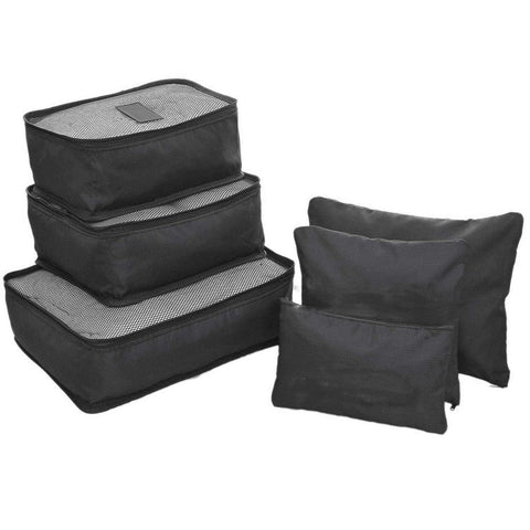 Travel Laundry Pouch Black 6pcs Set – Big Size