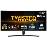 شاشة ألعاب منحنية تويستد مايندز TM34WQHD165VA مقاس 34 بوصة، WQHD VA، 165Hz، 0.5ms، HDMI 2.1 - أسود