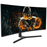 شاشة ألعاب منحنية تويستد مايندز TM34WQHD165VA مقاس 34 بوصة، WQHD VA، 165Hz، 0.5ms، HDMI 2.1 - أسود