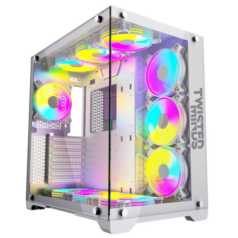 Twisted Minds Bullet-07 Mid Tower Gaming Case - White (7 ARGB Fans Included)