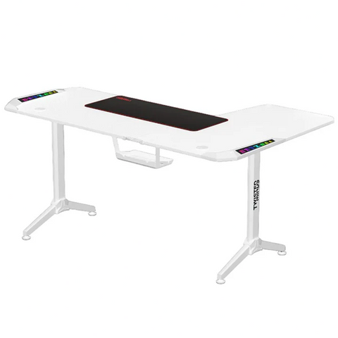 Twisted Minds TM-Y-LW-RGB, WARRIOR L Shaped Gaming Desk RGB Left - White