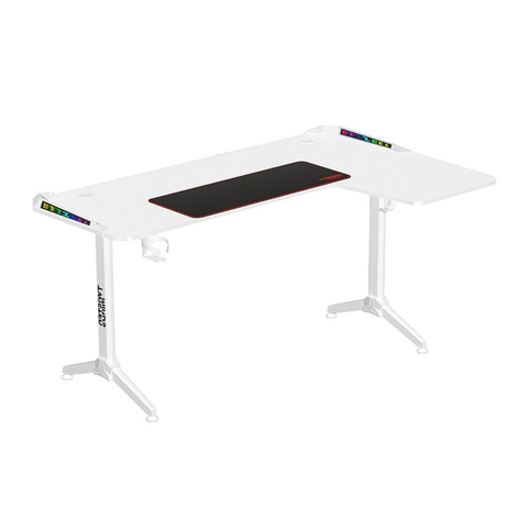 Twisted Minds TM-Y-RW-RGB, WARRIOR L Shaped Right Gaming Desk RGB - White
