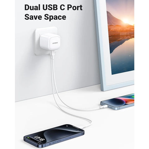 UGREEN DUAL USB-C Fast Charger 40W UK (20W+20W) CD243