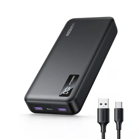 UGREEN Power Bank 20000mAh Built-In USB-C Cable, PB312 - Black