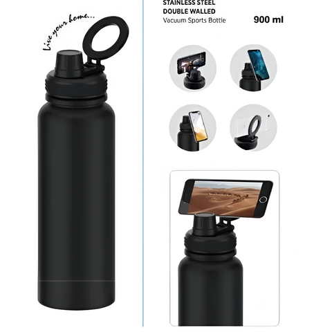 Emjoi MagSafe Stainless Steel Sport Bottle - 900 ML - Black