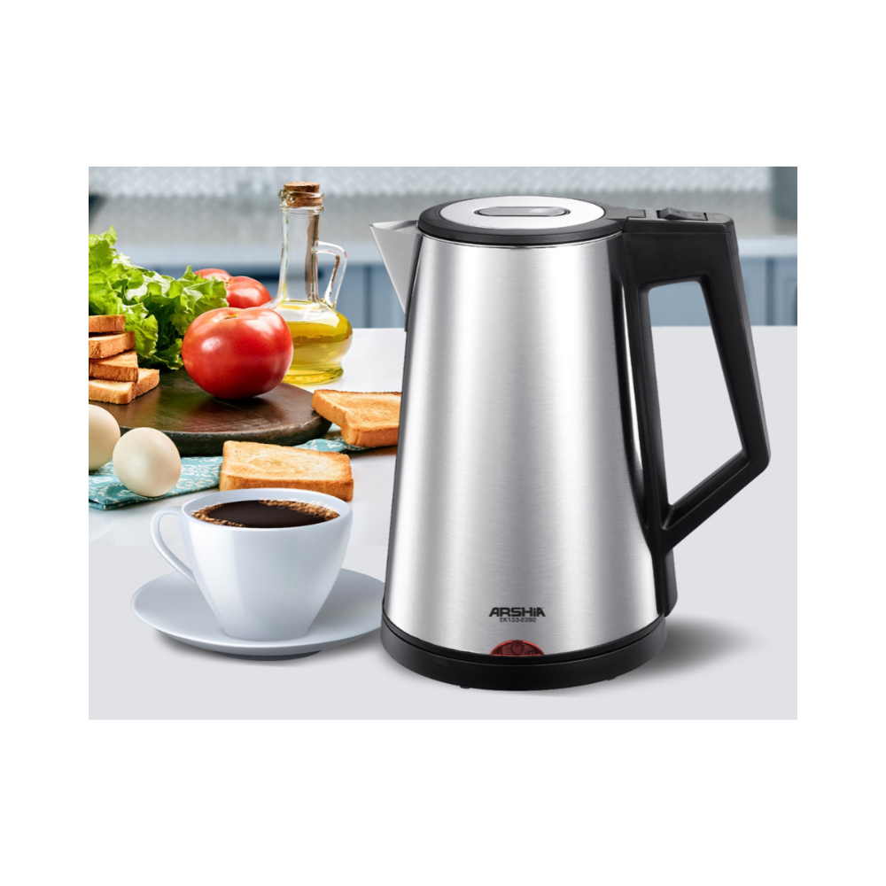 Arshia EK133-2392, Stainless Steel Electric Kettle, 1.7L Fast Boil, Safety Protection, 1800W – Silver