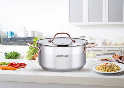 Arshia SS014-2973, 20cm Stainless Steel Casserole With 2 Lids