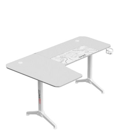 Gamax -R Gaming Table (L-Shaped) 160*100*75cm - with Mousepad Left - White ( Installation not included )