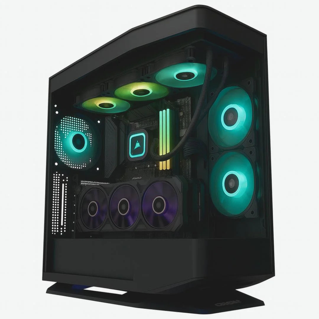 جهاز كمبيوتر ألعاب Intel Core i9-14900K، بطاقة رسومات RTX 5070 Ti سعة 16GB، وذاكرة RAM 32GB DDR5