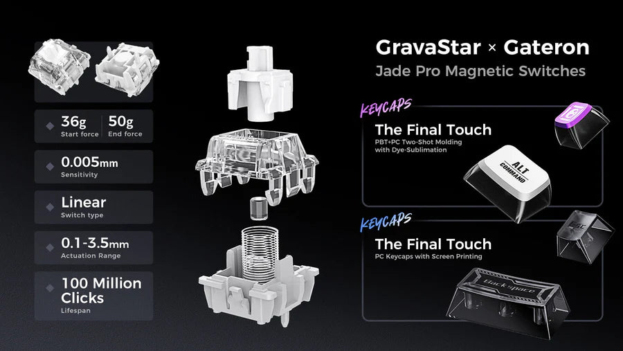  جراف ستار كيبورد الألعاب ميركوري V75، حجم 75%، بمفاتيح مغناطيسية (Hall Effect), اسود