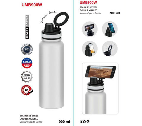 Emjoi MagSafe Stainless Steel Sport Bottle - 900 ML - White