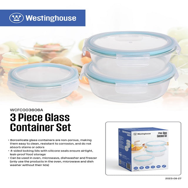 Westinghouse, 3-Piece Round Glass Storage Set