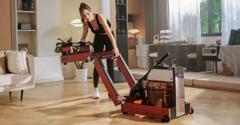 KingSmith Water Rowing Machine With Tri-Fold Patent - Walnut