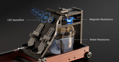 KingSmith Water Rowing Machine With Tri-Fold Patent - Walnut