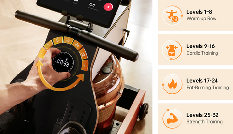 KingSmith Water Rowing Machine With Tri-Fold Patent - Walnut