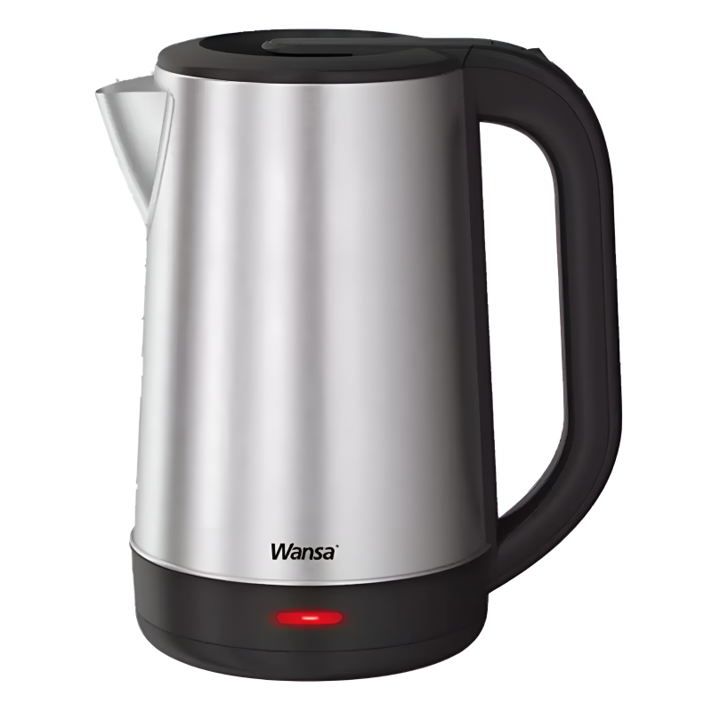 Wansa KES0303-GS, Electric Kettle 2L, 2200W – Stainless Steel, Auto Shut-Off, 360° Base