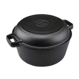 Westinghouse 5-Quart Pre-Seasoned Cast Iron Dutch Oven with 10.25-Inch Skillet Lid – Black