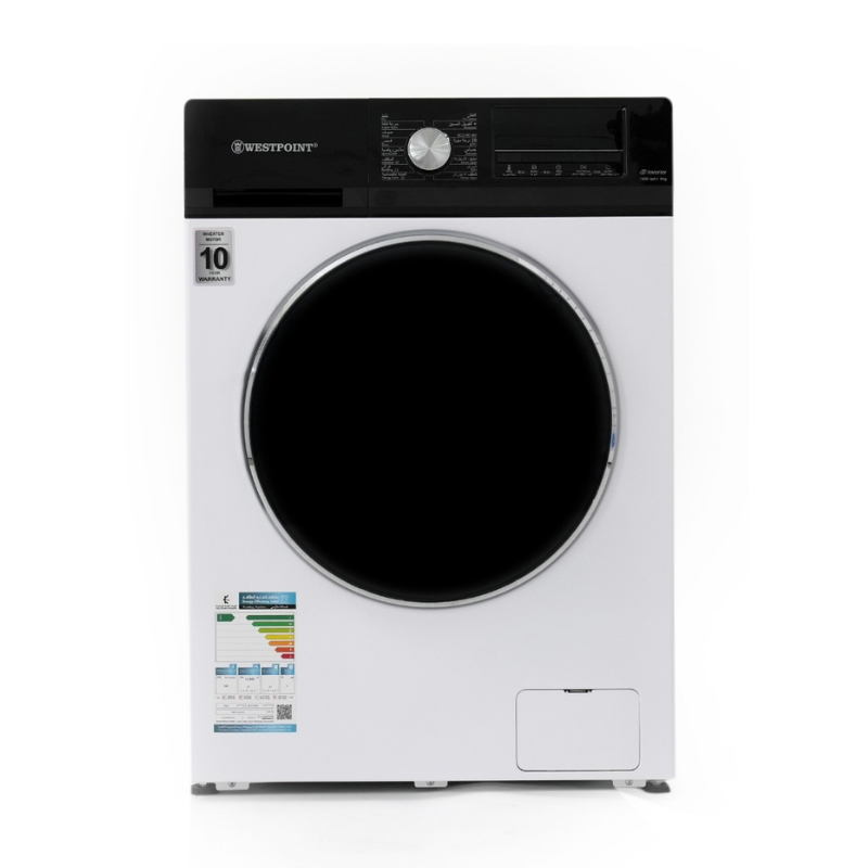 Westpoint 9Kg Front Load Washing Machine Inverter 1400 RPM, 16 Programs – White (WPWMT-914A25.D)