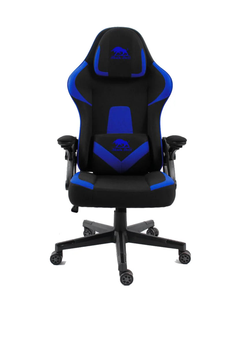 Black Bull Gaming Chair With Headrest Up & Down Slide Adjustable and Moveable Armrest, Woven Fabric ( Installation not included )
