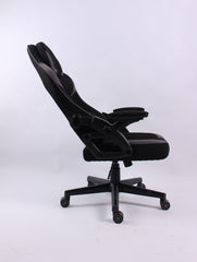 Black Bull Gaming Chair With Headrest Up & Down Slide Adjustable and Moveable Armrest, Woven Fabric ( Installation not included )