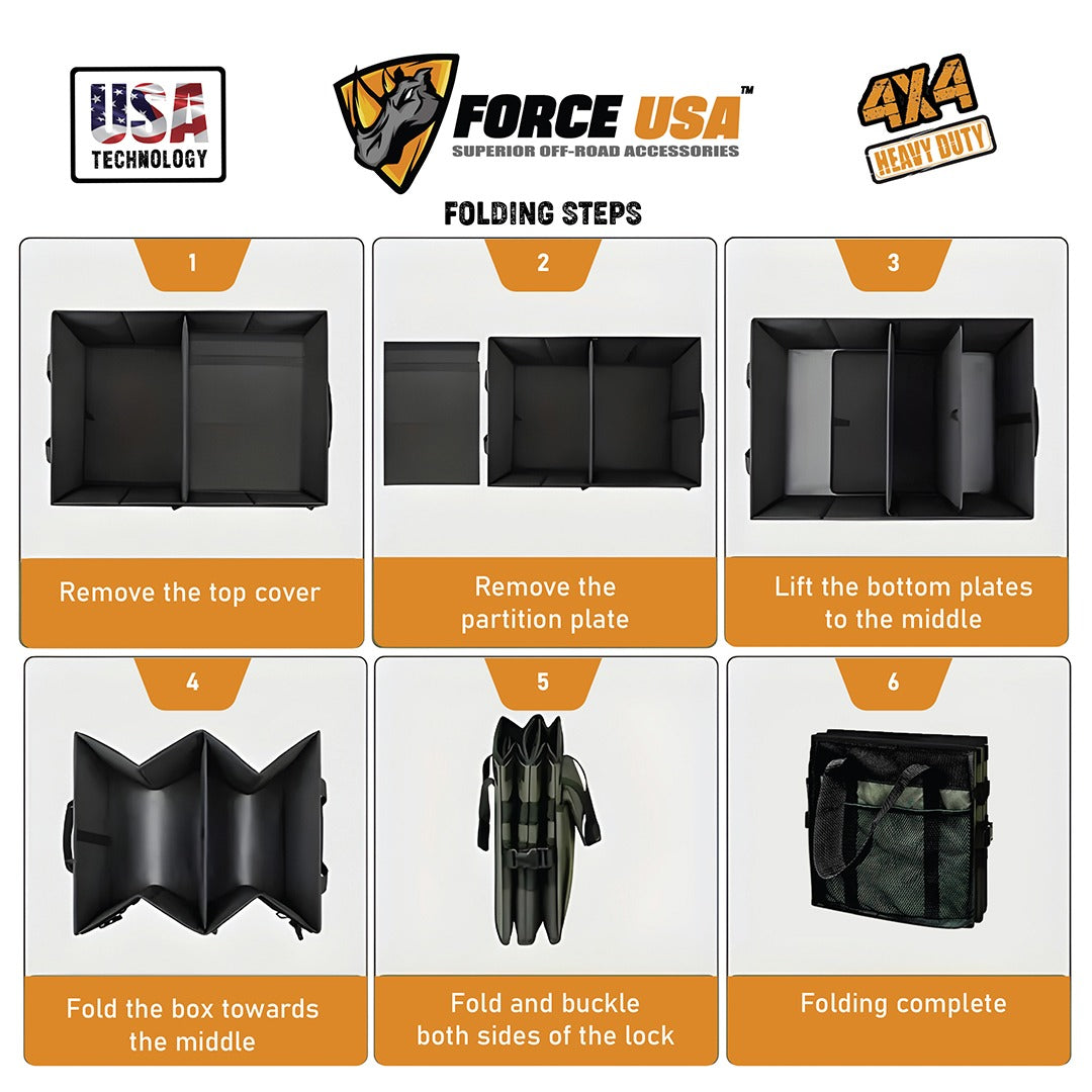 FORCE USA Carry Bag Organizer Storage, multiple compartments and pockets to neatly store tools, accessories, and personal items.