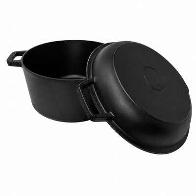 Westinghouse 5-Quart Pre-Seasoned Cast Iron Dutch Oven with 10.25-Inch Skillet Lid – Black