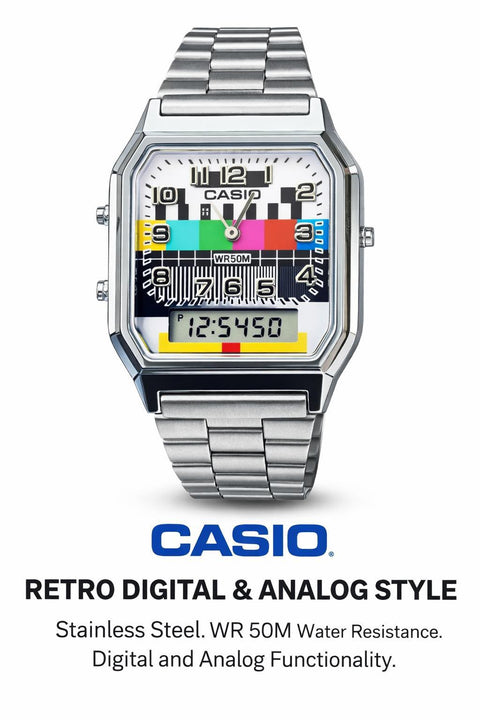 ساعه كاسيو مربعة معدلة شاشة التلفزيون  بالأرقام الأنجليزية AQ-230A-TV1