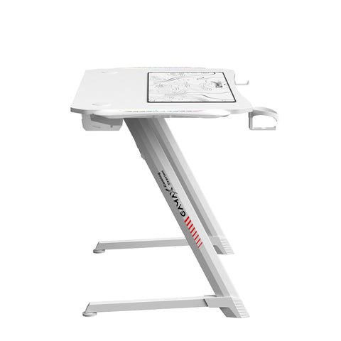 Gamax Z5-1160 (TD-03)_Carbon Fiber Gaming Table 110*60*75cm with RGB Light & MousePad - White