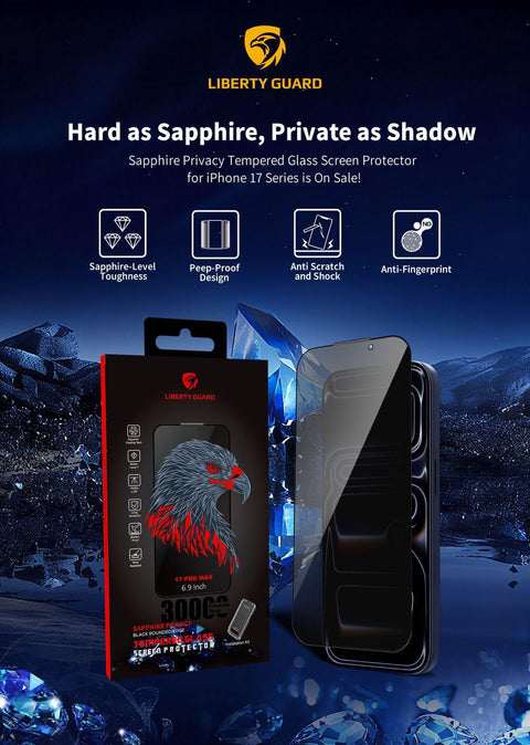 Liberty Guard, Sapphire Privacy Black, Super Anti-Scratch + Privacy, Screen Protector