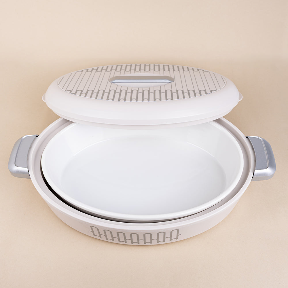 White Oval Server Arches Hot Pot - 2.8L - Silver Handles