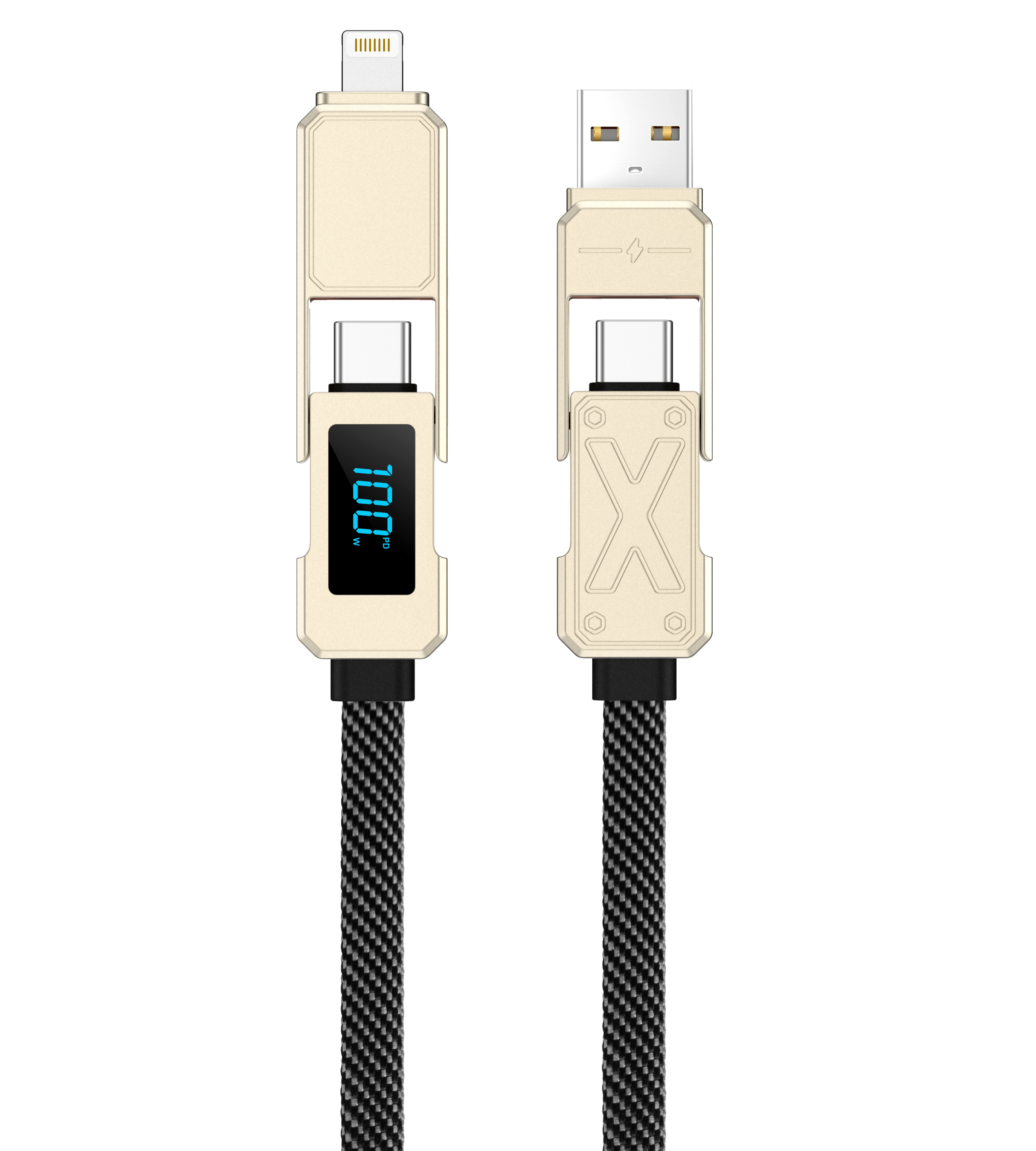 WiWU Titan 100W Fast Charging Cable 15cm – USB to Type-C & Type-C to Lightning Short Cable