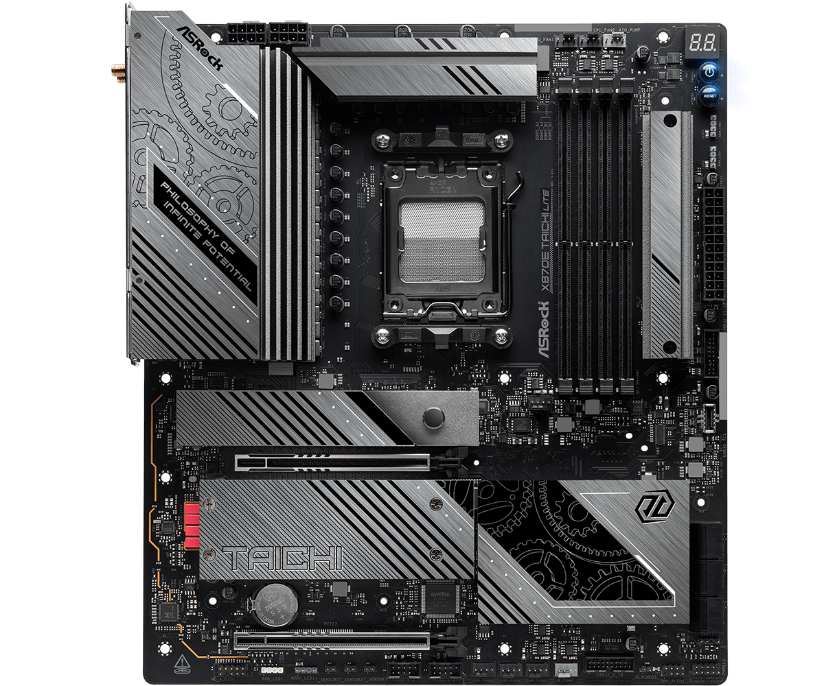 أس روك X870E تايتشي لايت - لوحة أم AMD AM5 EATX، DDR5، WiFi 7
