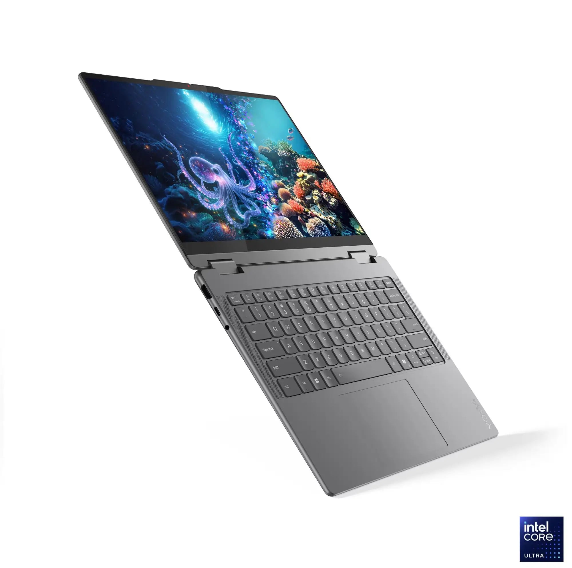 لينوفو لابتوب Yoga 7 2-in-1 14ILL10 بشاشة لمس OLED مقاس 14 بوصة WUXGA – معالج Intel Core Ultra 7 256V، رام 16 جيجا، هارد 512 جيجا M.2 SSD، كرت شاشة Intel Arc 140V، نظام Windows 11 Home، لوحة مفاتيح بإضاءة خلفية عربي و إنجليزي، لونا جراي، ضمان سنة + قلم