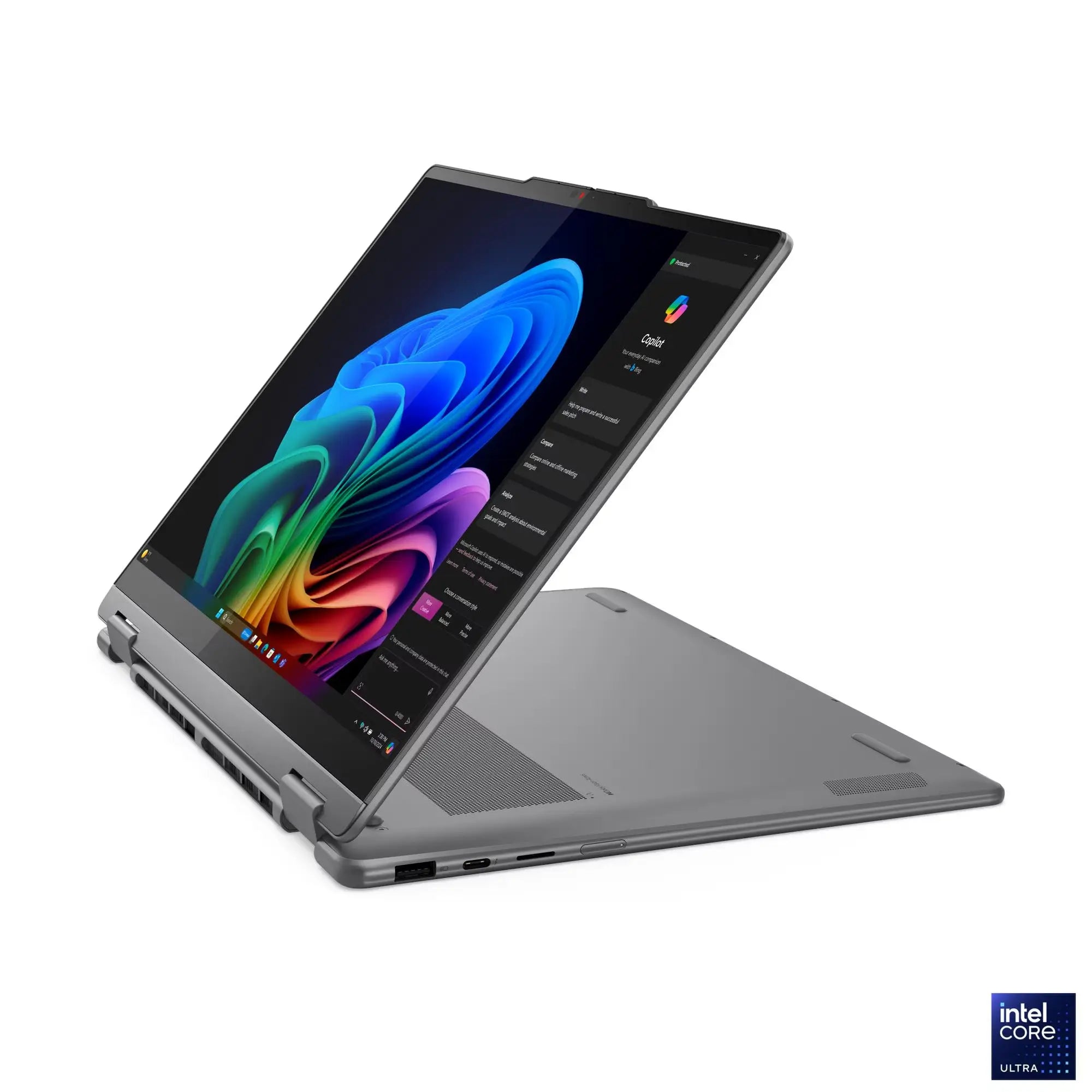 لينوفو لابتوب Yoga 7 2-in-1 14ILL10 بشاشة لمس OLED مقاس 14 بوصة WUXGA – معالج Intel Core Ultra 7 256V، رام 16 جيجا، هارد 512 جيجا M.2 SSD، كرت شاشة Intel Arc 140V، نظام Windows 11 Home، لوحة مفاتيح بإضاءة خلفية عربي و إنجليزي، لونا جراي، ضمان سنة + قلم