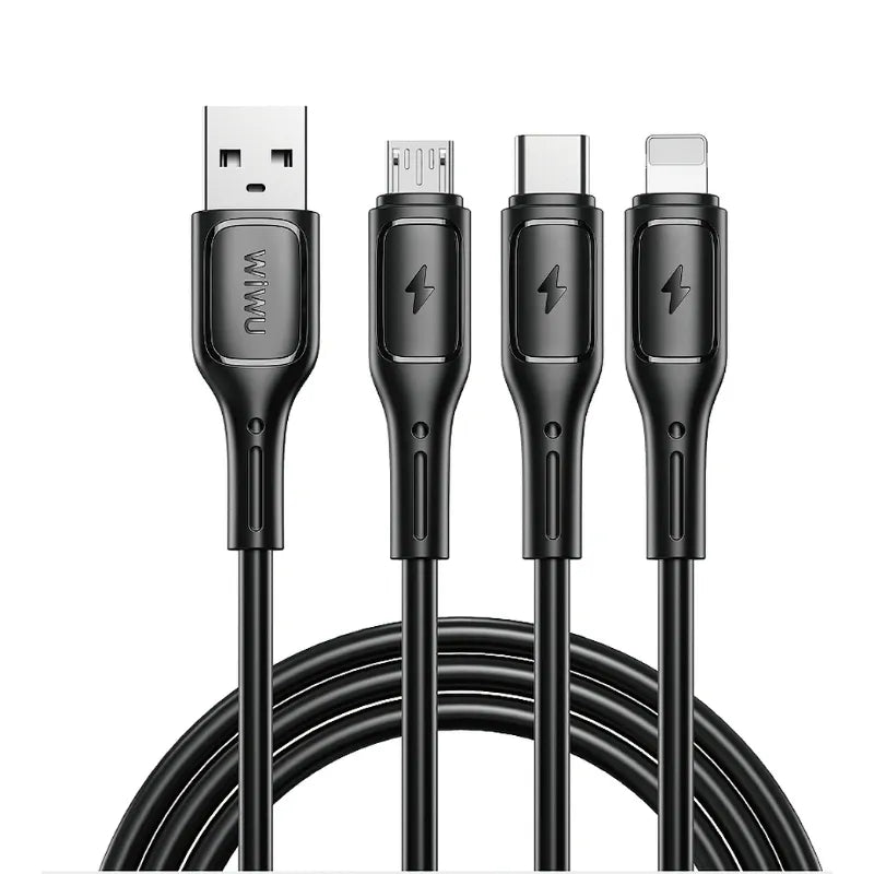 WiWU, Starlink 3-in-1 Charging Cable USB-A to Type-C, Micro & Lightning
